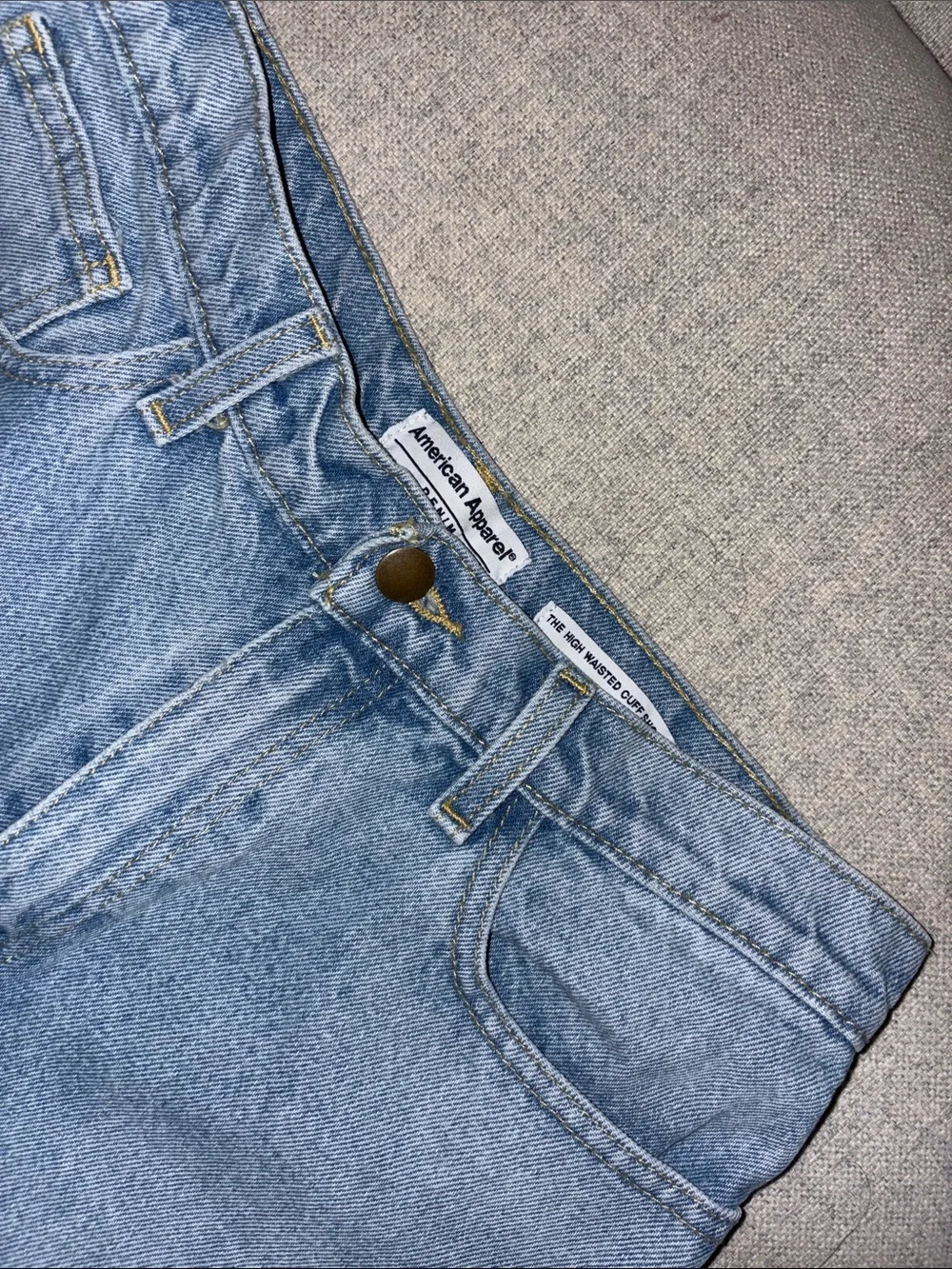 American Apparel Light Wash Denim High-Rise Shorts